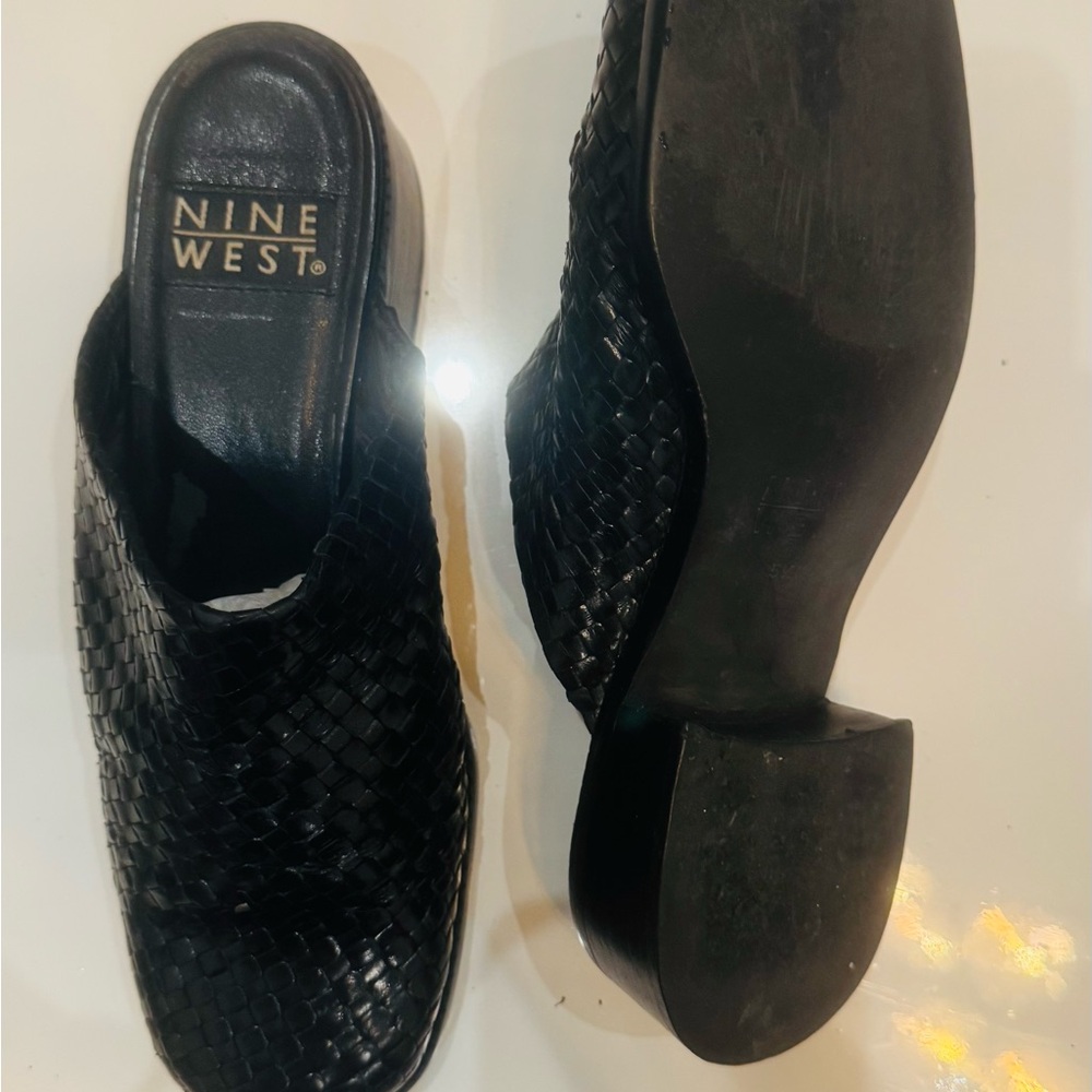 Nine West Black Woven Mules